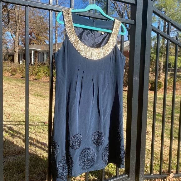 Nanette Lepore Sequin Silk Appliqué Dress - Picture 1 of 8